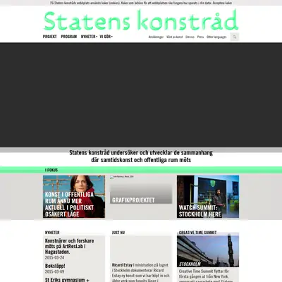 Nyhetsbrev, www.statenskonstrad.se startsida 2015