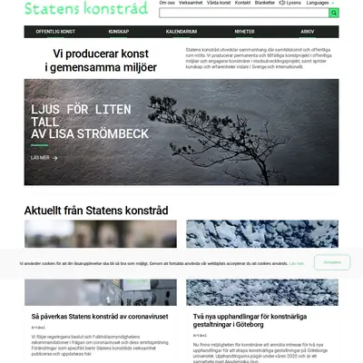 Nyhetsbrev, www.statenskonstrad.se startsida 2020