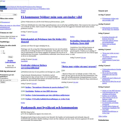 Stockholms Fria Tidning startsida 2005