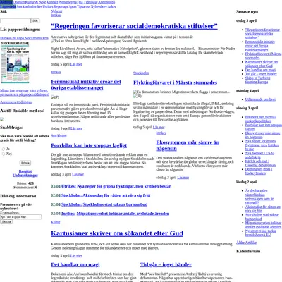 Stockholms Fria Tidning startsida 2006