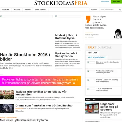 Stockholms Fria Tidning startsida 2017