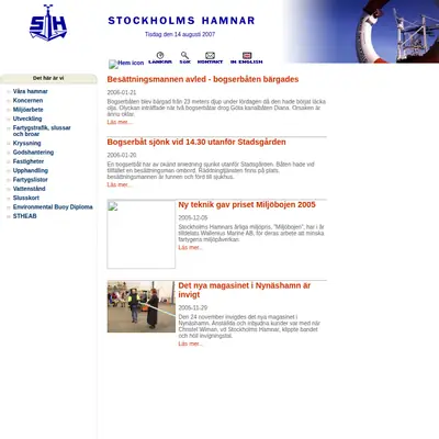 VIA Stockholms Hamnar startsida 2007