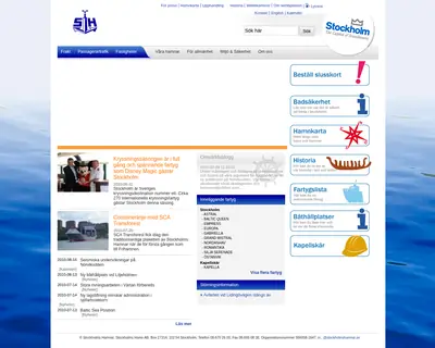 VIA Stockholms Hamnar startsida 2010