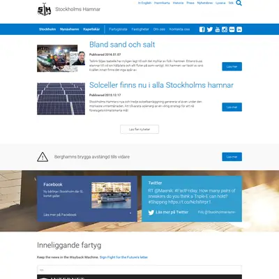 VIA Stockholms Hamnar startsida 2016