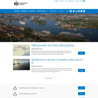 VIA Stockholms Hamnar startsida 2021