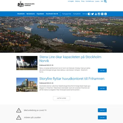 VIA Stockholms Hamnar startsida 2022