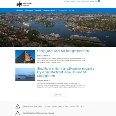 VIA Stockholms Hamnar startsida 2024