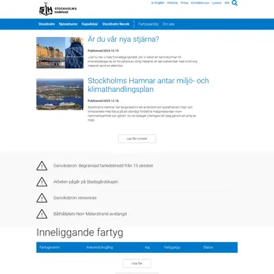 VIA Stockholms Hamnar startsida 2025