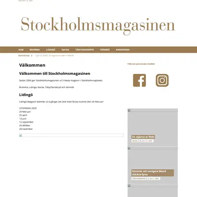 Stockholmsmagasinen Östermalm startsida 2020
