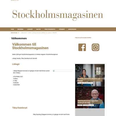 Stockholmsmagasinen Östermalm startsida 2021