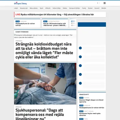 strengnastidning.se startsida 2022