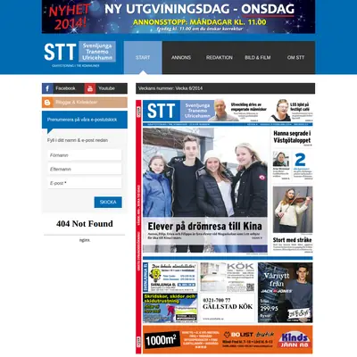 STT Svenljunga & Tranemo Tidning startsida 2014