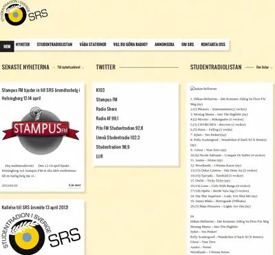 Pite FM studentradion Play startsida 2013