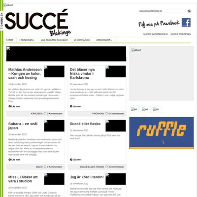 Succé Blekinge startsida 2012