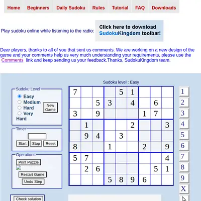 Sudoku King startsida 2007