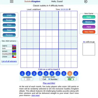 Sudoku King startsida 2025