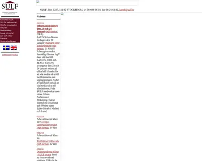 sulf.se startsida 2001
