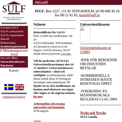 sulf.se startsida 2003