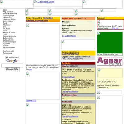 sveg.se startsida 2003