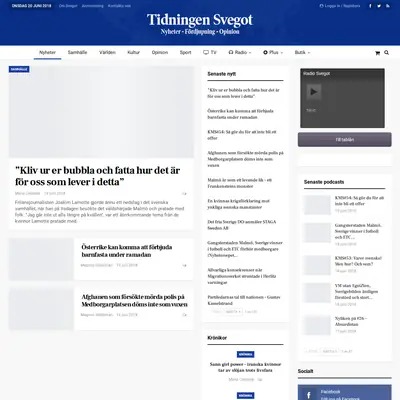 svegot.se startsida 2018