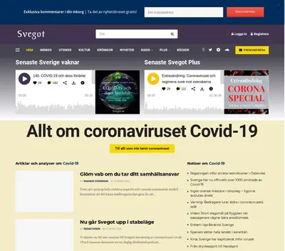 svegot.se startsida 2020