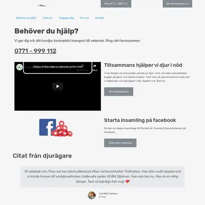 Svenska Djurambulansen Eldsjälar på väg startsida 2019