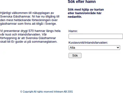 Svenska Gästhamnar startsida 2002