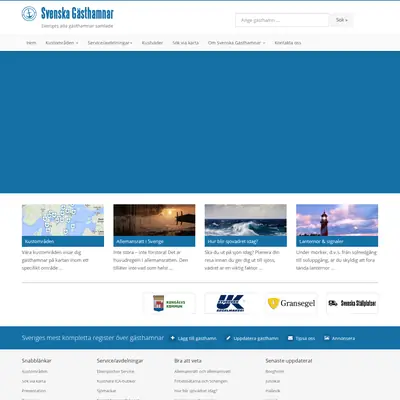 Svenska Gästhamnar startsida 2016