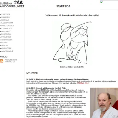 Svenska Aikidoförbundet, svenskaikido.se startsida 2012