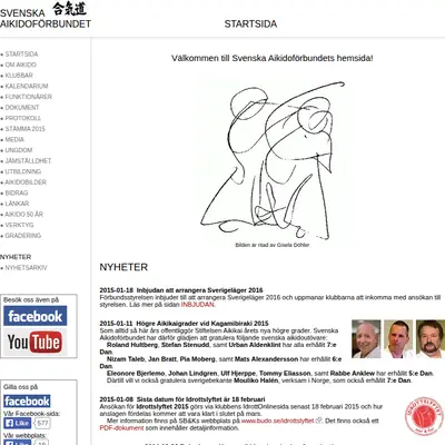 Svenska Aikidoförbundet, svenskaikido.se startsida 2015