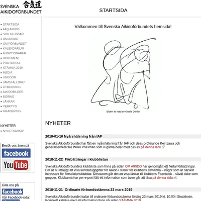 Svenska Aikidoförbundet, svenskaikido.se startsida 2019