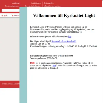 www.svenskakyrkan.se/tranas startsida 2002