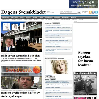Dagens Svensk startsida 2012