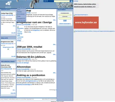 Svensk Bridge startsida 2005