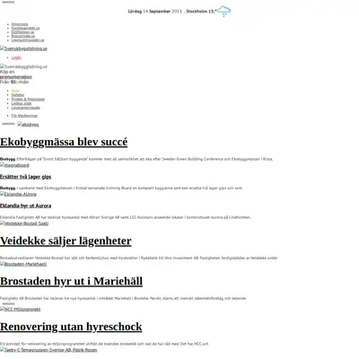 Svensk Byggtidning startsida 2013
