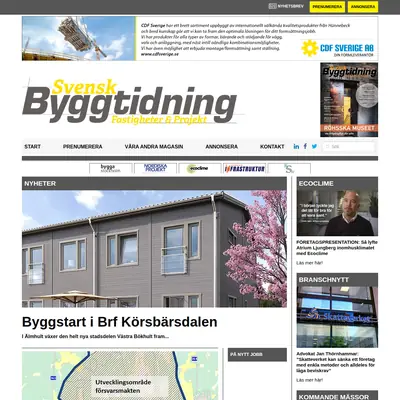 Svensk Byggtidning startsida 2019