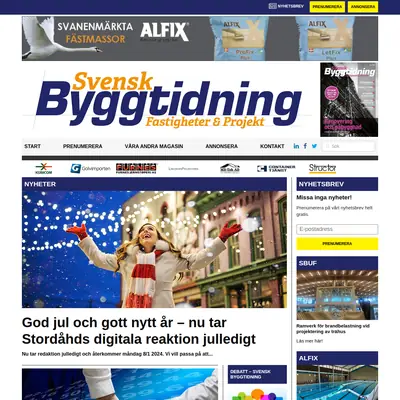 Svensk Byggtidning startsida 2024