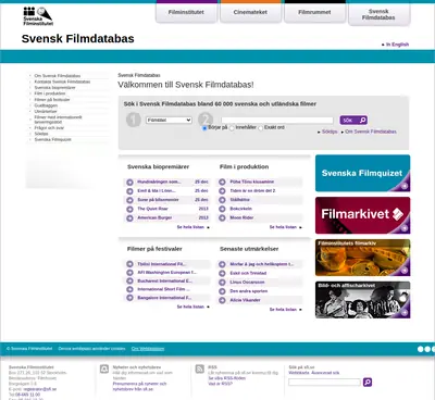 www.svenskfilmdatabas.se startsida 2014