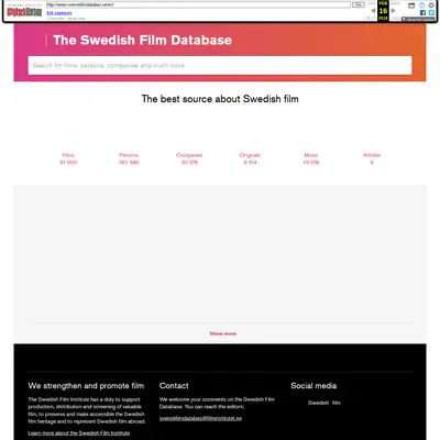 www.svenskfilmdatabas.se startsida 2018