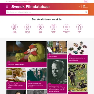 www.svenskfilmdatabas.se startsida 2020