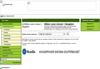 Svensk Golf startsida 2004