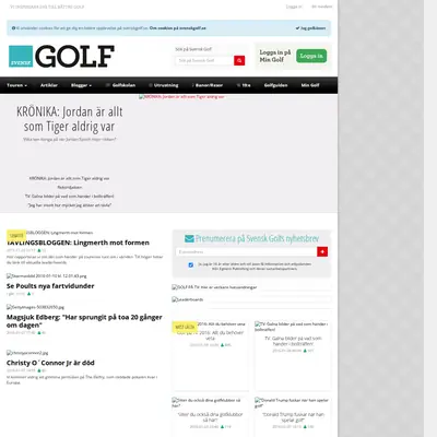 Svensk Golf startsida 2016