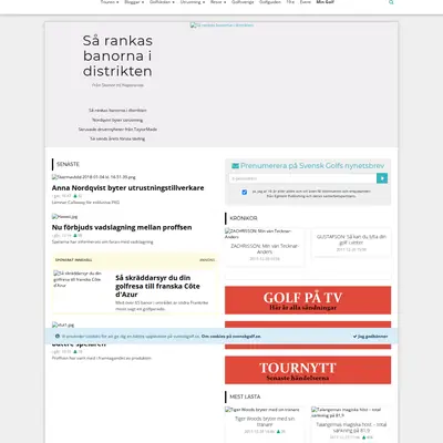 Svensk Golf startsida 2018