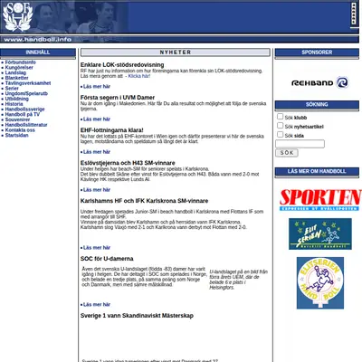Handboll startsida 2003