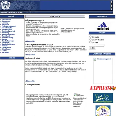 Handboll startsida 2004