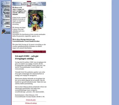 Svensk Grosshandel startsida 1997
