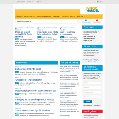 Svensk Grosshandel startsida 2012