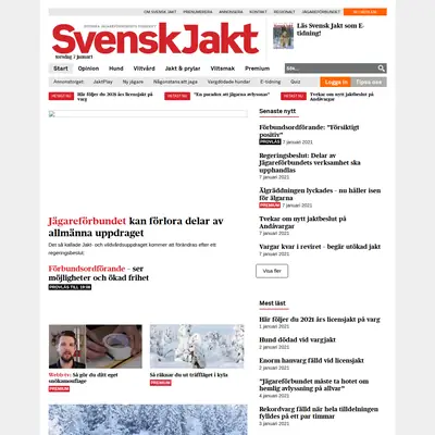 svenskjakt.se startsida 2021