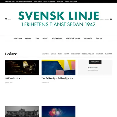 Svensk Linje startsida 2020