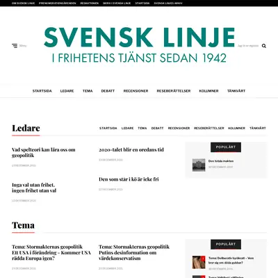 Svensk Linje startsida 2022